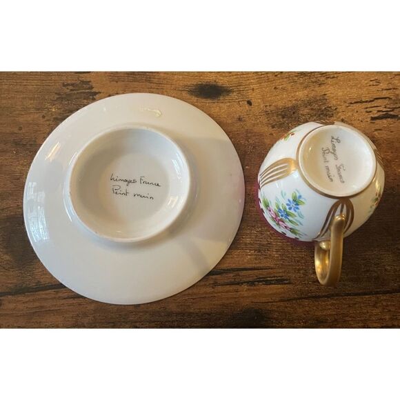 Limoges porcelain espresso cup with a saucer - Picture 4 of 6